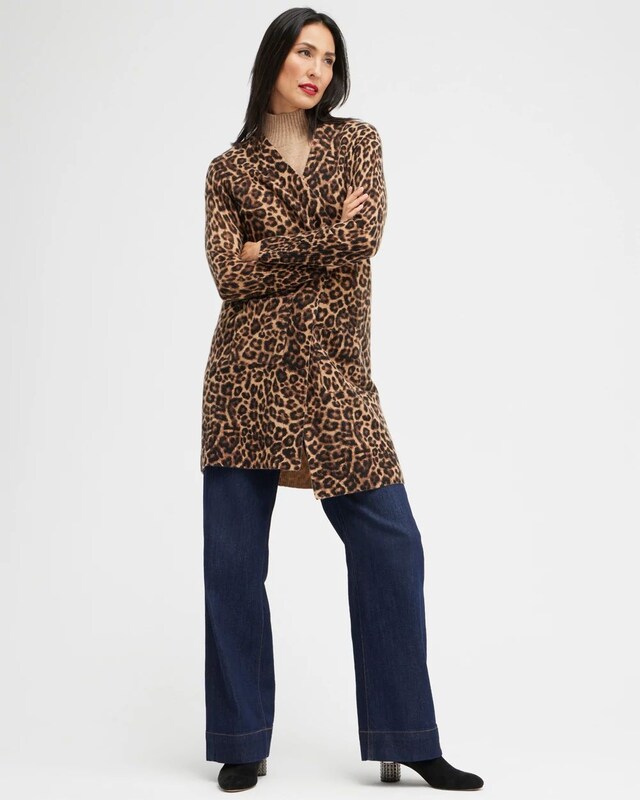 Cashmere Leopard Cardigan Sweater - image 2